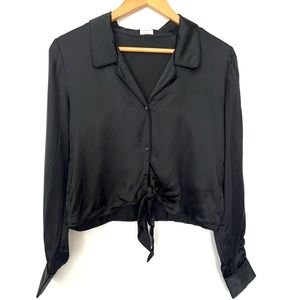 Wilfred, XS black silk tie-in-front blouse